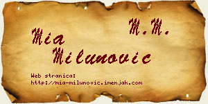 Mia Milunović vizit kartica